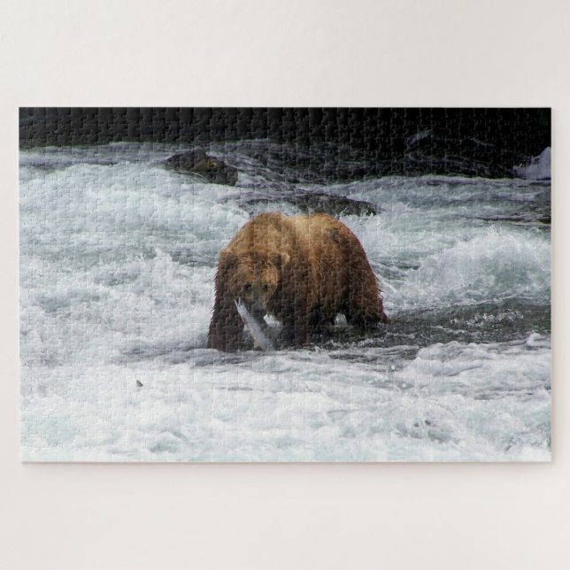 Grizzly Bear Alaska Salmon Fishing Wildlife Jigsaw Puzzle (Horizontal)