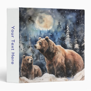 Grizzly Bear and Baby 3 Ring Binder