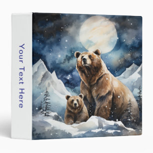 Grizzly Bear and Baby 3 Ring Binder