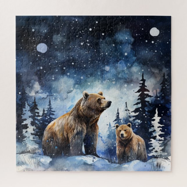 Grizzly Bear and Baby Jigsaw Puzzle (Vertical)