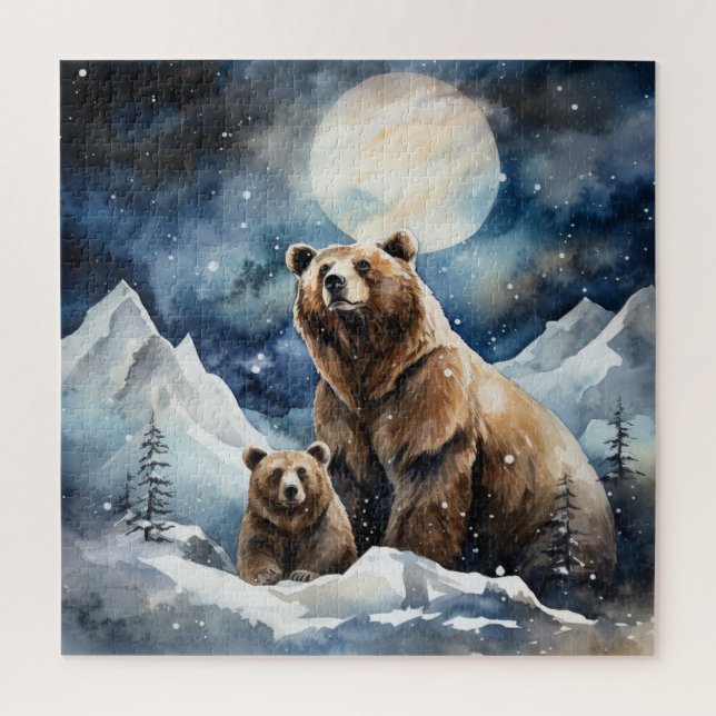Grizzly Bear and Baby Jigsaw Puzzle (Vertical)