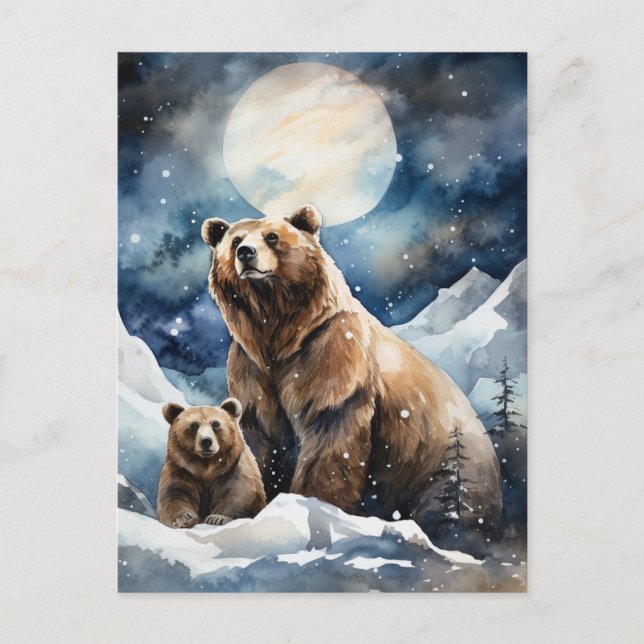 Grizzly Bear and Baby Postcard (Front)