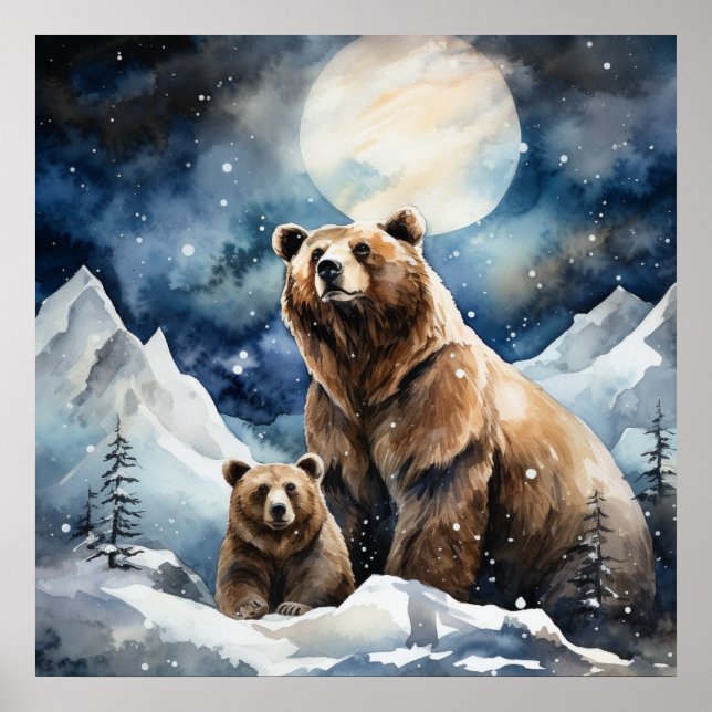 Grizzly Bear and Baby Poster (Front)