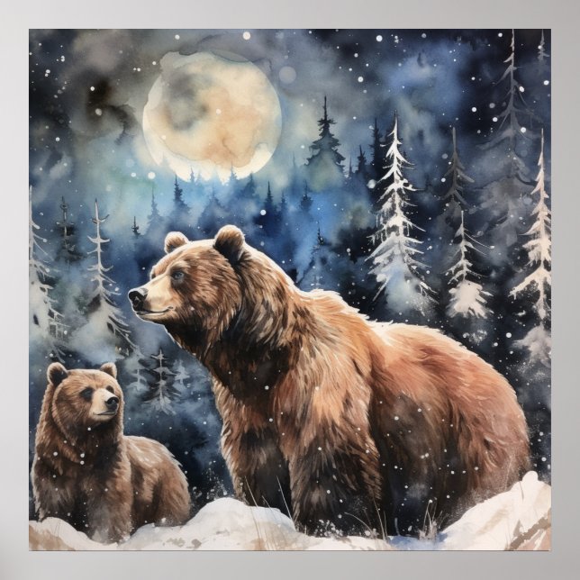 Grizzly Bear and Baby Poster (Front)