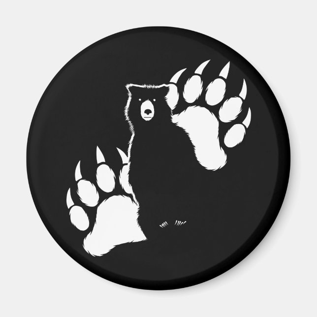 Grizzly bear and footprints Graphic Design Magnet (Front)