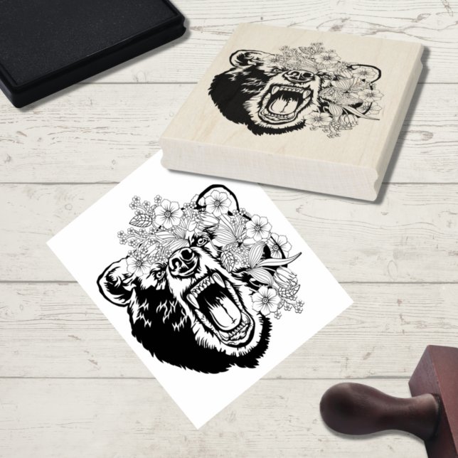 Grizzly Bear Animal Art Coloring Page Rubber Stamp (Creator Uploaded)