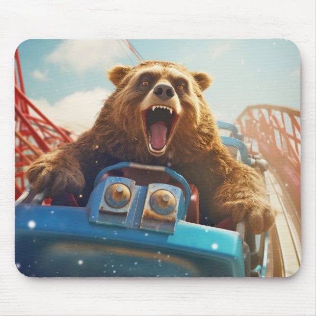 Grizzly Bear Animal Fun Roller coaster Happy Time Mouse Pad (Front)