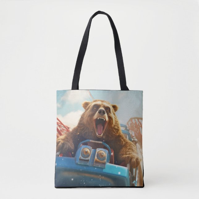 Grizzly Bear Animal Fun Roller coaster Happy Time Tote Bag (Front)