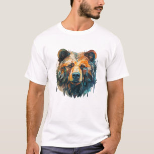 Grizzly Bear Animal World Wildlife Beauty Painting T-Shirt