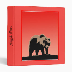 Grizzly Bear at Sunset  - Original Wildlife Art 3 Ring Binder