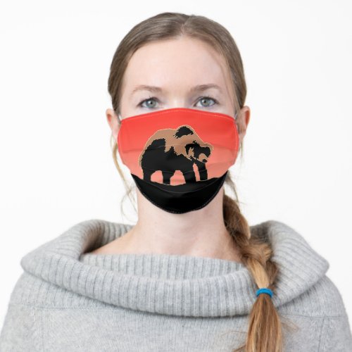 Grizzly Bear at Sunset  _ Original Wildlife Art Adult Cloth Face Mask