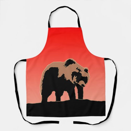 Grizzly Bear at Sunset  _ Original Wildlife Art Apron