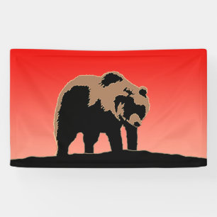 Grizzly Bear at Sunset - Original Wildlife Art Banner