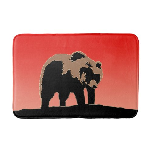 Grizzly Bear at Sunset  _ Original Wildlife Art Bathroom Mat