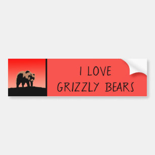 Grizzly Bear at Sunset - Original Wildlife Art Bumper Sticker