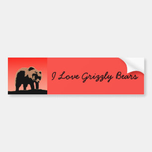 Grizzly Bear at Sunset - Original Wildlife Art Bumper Sticker