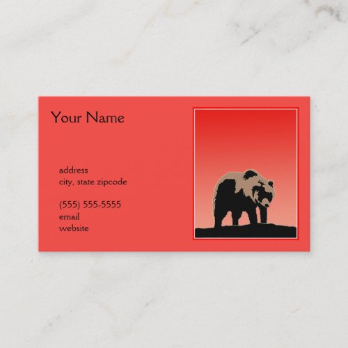 Grizzly Bear at Sunset  _ Original Wildlife Art Business Card