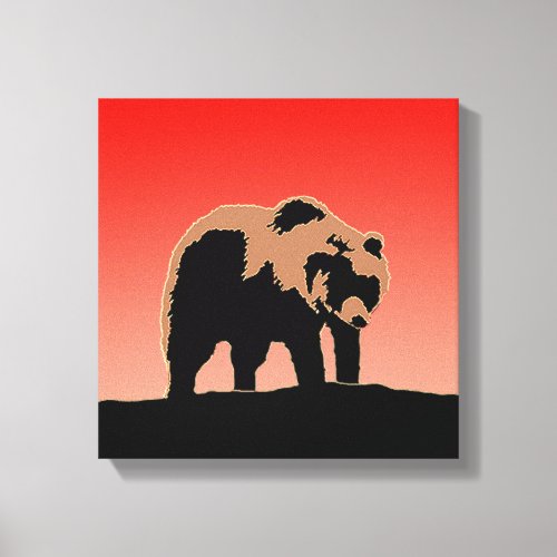 Grizzly Bear at Sunset  _ Original Wildlife Art Canvas Print