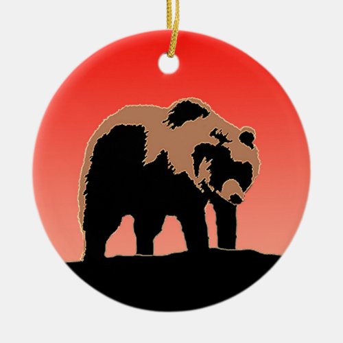Grizzly Bear at Sunset  _ Original Wildlife Art Ceramic Ornament