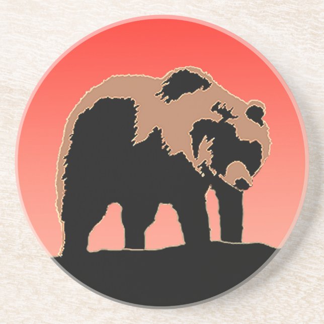 Grizzly Bear at Sunset  - Original Wildlife Art Coaster (Front)