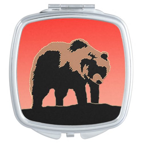 Grizzly Bear at Sunset  _ Original Wildlife Art Compact Mirror