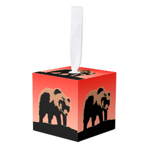 Grizzly Bear at Sunset  - Original Wildlife Art Cube Ornament