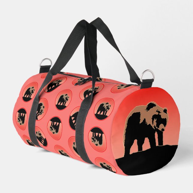 Grizzly Bear at Sunset  - Original Wildlife Art Duffle Bag (Left Corner)