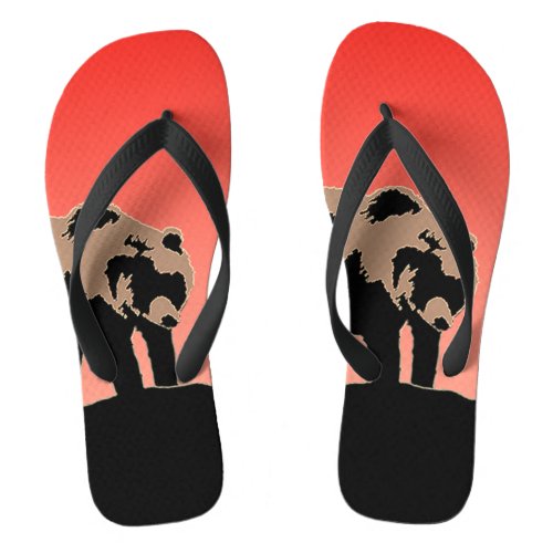 Grizzly Bear at Sunset  _ Original Wildlife Art Flip Flops