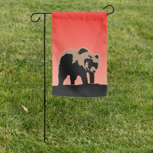 Grizzly Bear at Sunset  _ Original Wildlife Art Garden Flag