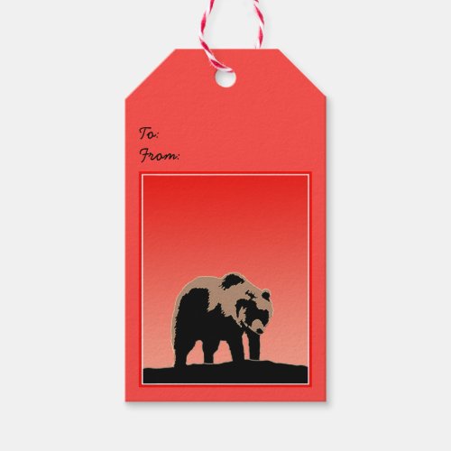 Grizzly Bear at Sunset  _ Original Wildlife Art Gift Tags