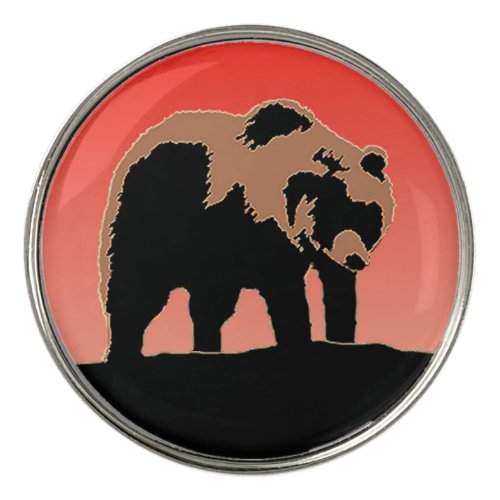 Grizzly Bear at Sunset  _ Original Wildlife Art Golf Ball Marker