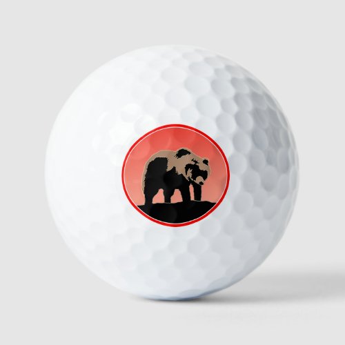 Grizzly Bear at Sunset  _ Original Wildlife Art Golf Balls