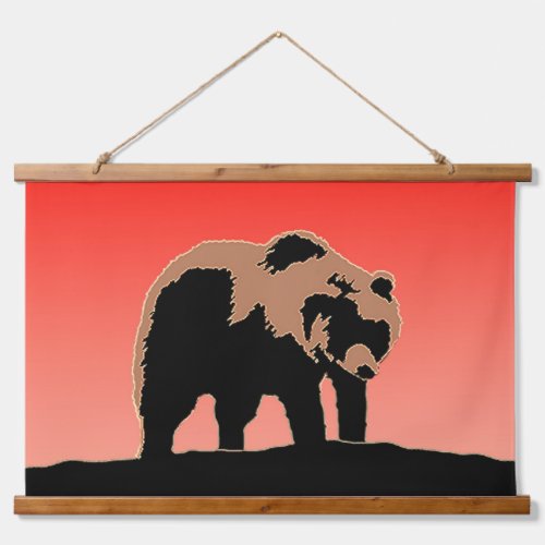 Grizzly Bear at Sunset  _ Original Wildlife Art Hanging Tapestry