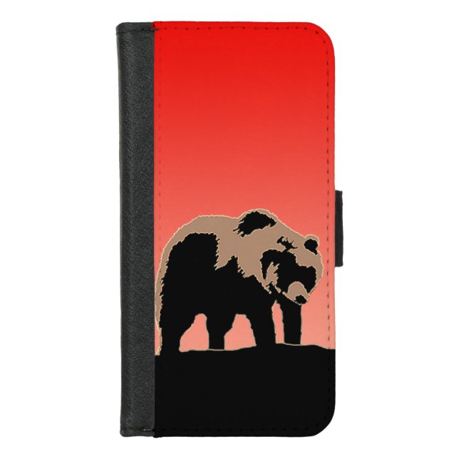 Grizzly Bear at Sunset  - Original Wildlife Art iPhone Wallet Case (Front)