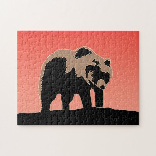 Grizzly Bear at Sunset  _ Original Wildlife Art Jigsaw Puzzle