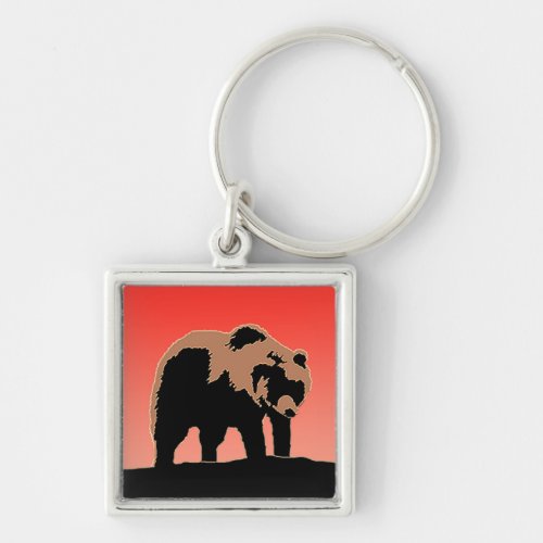 Grizzly Bear at Sunset  _ Original Wildlife Art Keychain