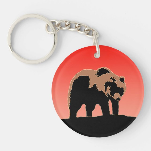 Grizzly Bear at Sunset  - Original Wildlife Art Keychain (Front)