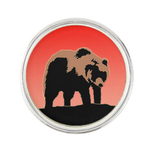 Grizzly Bear at Sunset - Original Wildlife Art Lapel Pin