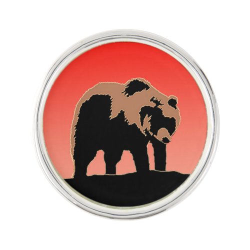 Grizzly Bear at Sunset  _ Original Wildlife Art Lapel Pin