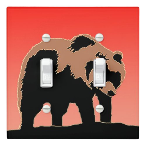 Grizzly Bear at Sunset  _ Original Wildlife Art Light Switch Cover