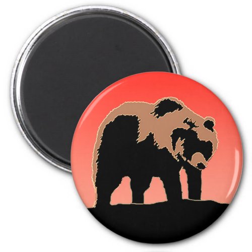 Grizzly Bear at Sunset  _ Original Wildlife Art Magnet