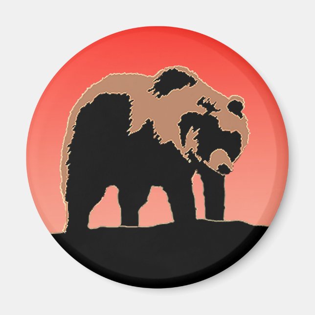 Grizzly Bear at Sunset  - Original Wildlife Art Magnet (Front)