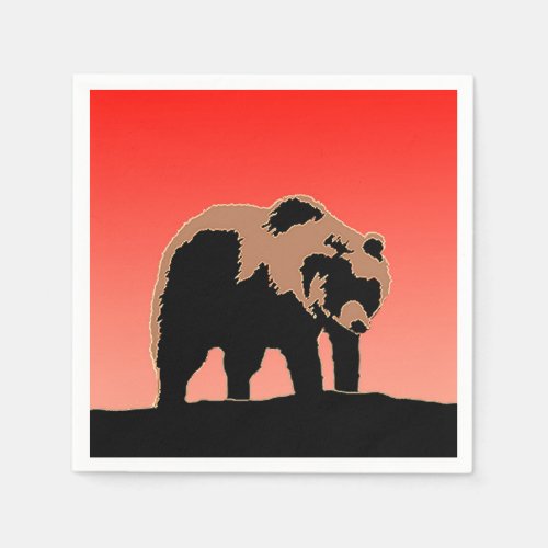 Grizzly Bear at Sunset  _ Original Wildlife Art Napkins