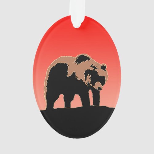 Grizzly Bear at Sunset  _ Original Wildlife Art Ornament