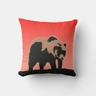 Grizzly Bear at Sunset - Original Wildlife Art Outdoor Pillow