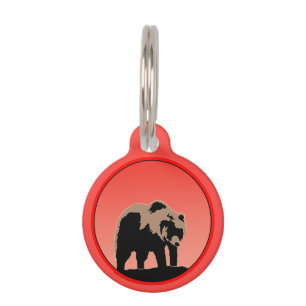 Grizzly Bear at Sunset - Original Wildlife Art Pet ID Tag