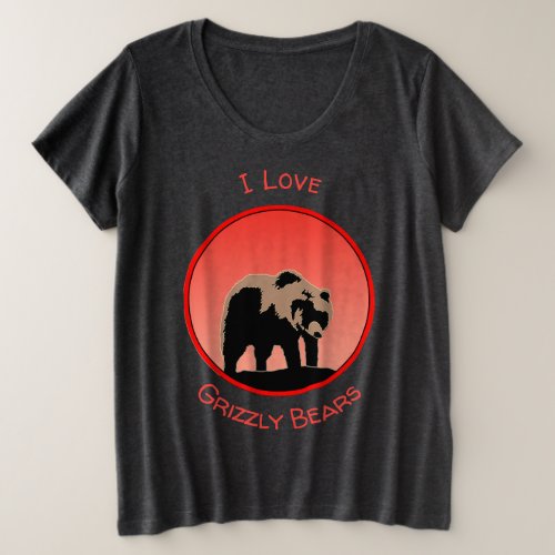 Grizzly Bear at Sunset  _ Original Wildlife Art Plus Size T_Shirt