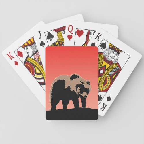 Grizzly Bear at Sunset  _ Original Wildlife Art Poker Cards