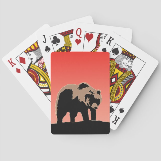Grizzly Bear at Sunset  - Original Wildlife Art Poker Cards (Back)