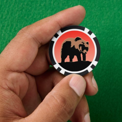 Grizzly Bear at Sunset  _ Original Wildlife Art Poker Chips